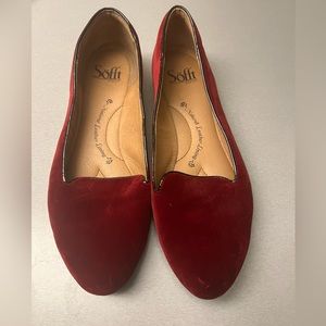 Sofft Maroon Velvet Loafers